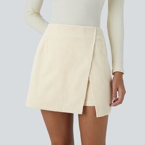 NWT Halara Cream Corduroy 2-in-1 Split Hem Skirt Size M